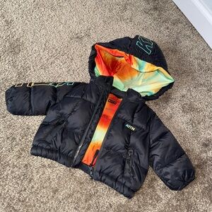 Kith Kids Black and Rainbow Puffer Jacket